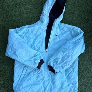 Nike Vintage Reversible‎ Windbreaker Jacket Quilted Baby Blue & Black Womens M